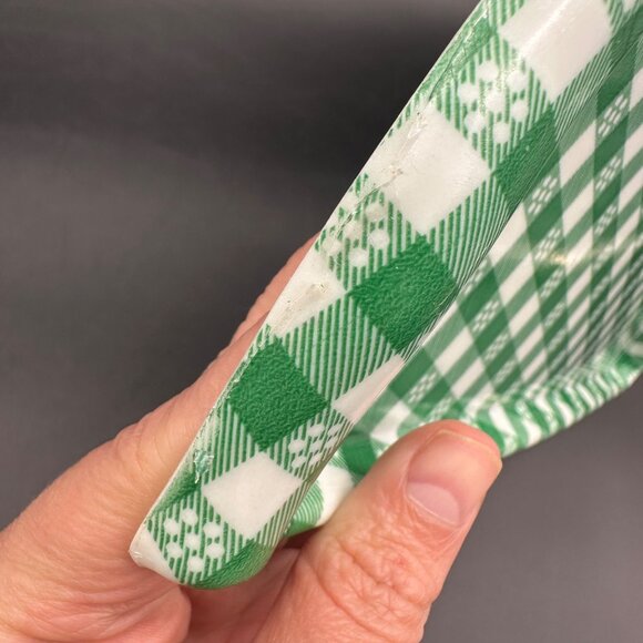 Vintage Pizza Slice Plates Trays Green White Checkered Serving Dishes Plastic - Picture 6 of 8